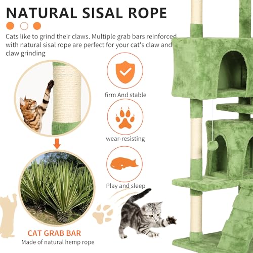 70" Cat Tree Tower (70in / Green)