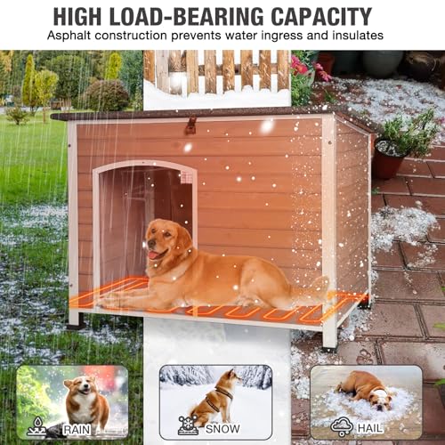 43.3'' Large Heated Outdoor Dog House Weatherproof with Anti (Heated Dog House)