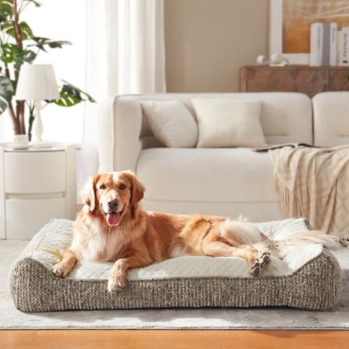 XL Orthopedic Dog Beds Large Sized Dog (L Plus(38"L x 28"W x 8"Th) / Beige)