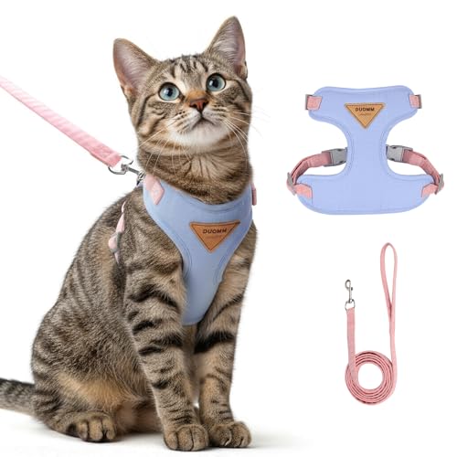 Escape Proof Cat Harness and Leash Set (Blue / M)