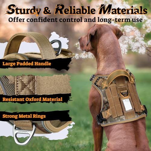 Tactical Dog Harness for Large Dogs (Xl(chest:23.6"-41.8",neck:21.7"-32.3",back:9.1") / Desert Camo)