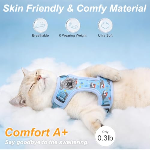 Cat Harness and Leash Set (Shark Blue / S (Chest: 11 - 16"))