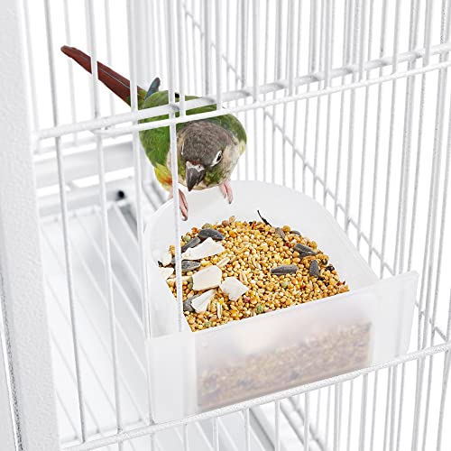 54" Large Flight Bird Cage for Parrots Macaw Cockatiels Sun Parakeets Lovebird Green Cheek Conures African Grey Small Quaker Amazon Parrots with Rolling Stand (White)