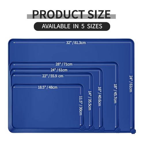 Silicone Pet Feeding Mat (Navy Blue / 32" x 24")