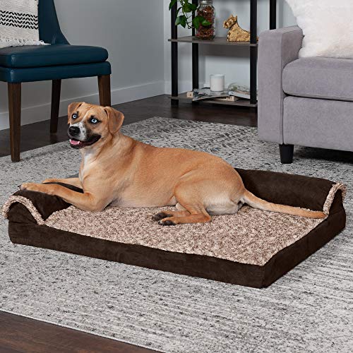 Cooling Gel Dog Bed for Large (Large / (Two-Tone Faux Fur & Suede) Espresso)