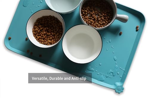 L Silicone Pet Food Mats Tray (22" x 14" / Glacier)