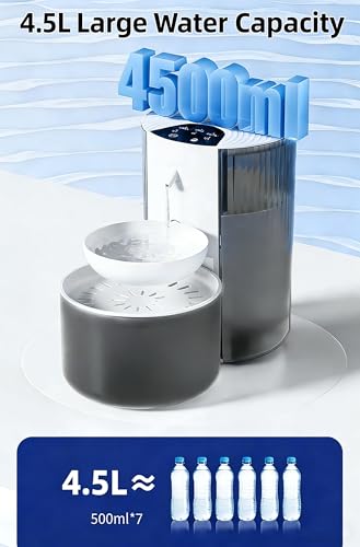 Wireless Cat Water Fountain Cordless No Filters (Black white)