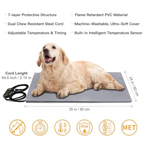Heated Pet Mat (Grey / 35.0"L x 24.0"W x 0.6"Th)