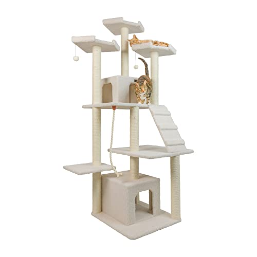 B8201 Classic Real Wood Cat Tree in Ivory