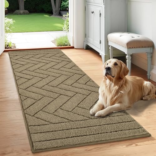 Dog Door Mat Dirt Trapper Mud Mat (24" x 59" / Light Taupe)