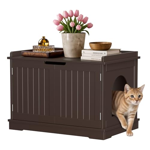 Cat Litter Box Enclosure Furniture Hidden (Brown)