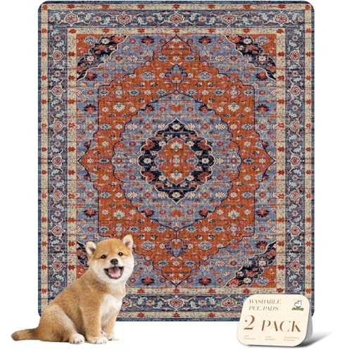 Washable Pee Pads for Dogs (31x36 Inch (Pack of 2) / Red/Floral)