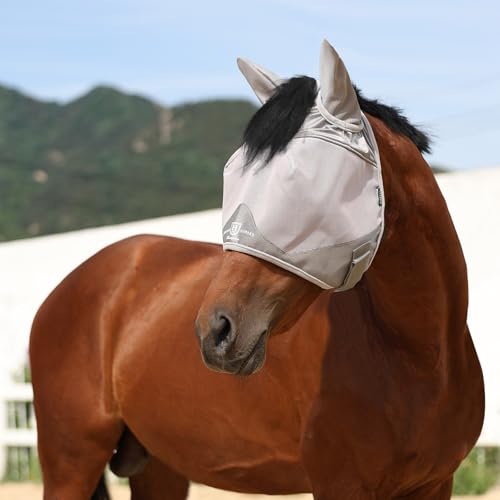 Half Face Horse Fly Mask UV Protection and Breathable for Equine Use Comfortable Grey XS (Grey / X-Small (Weanling))