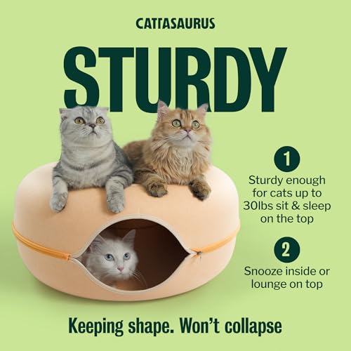 Peekaboo Cat Cave Donut for Multiple & Large Cats up to 30 (Pastel Macaron / Large)