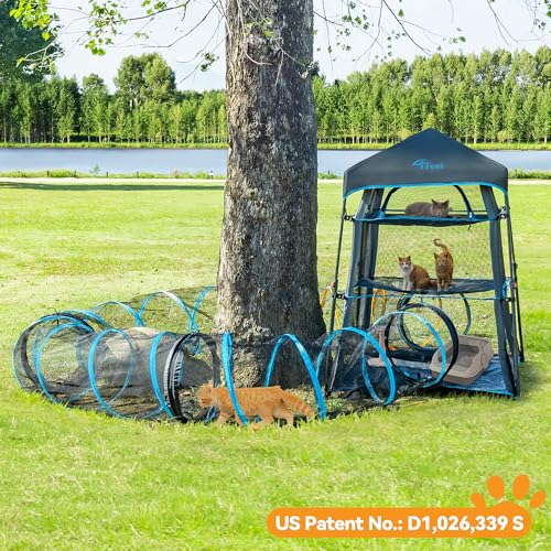 Cat Enclosure Kitten and Cat Tower Tent for Indoor and Outdoor (Blue)