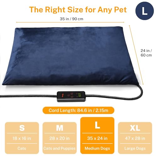 Large Pet Heating Pad (Navy Blue / 35.0"L x 24.0"W x 0.6"Th)