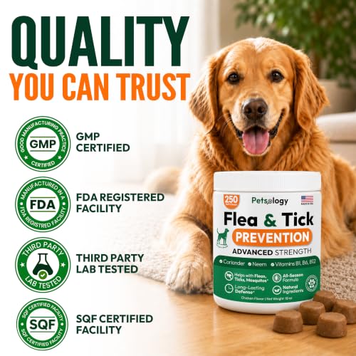 Flea and Tick Prevention for Dogs Pills (Brown / 250 Chews)