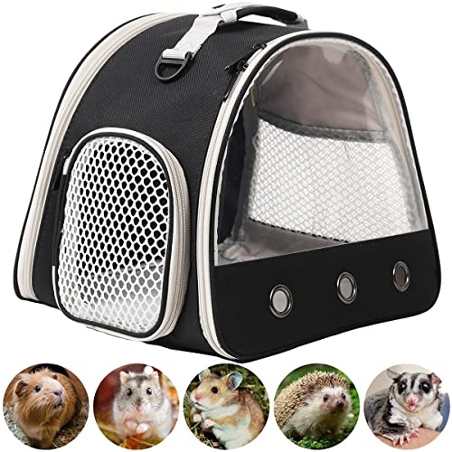 Leopard Gecko Portable Carrier with Leather Harness and Leash Set (Black)