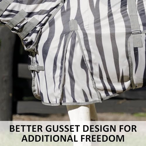 Soft Interlock Mesh II Zebra Horse Fly Sheets (Horse Size 78 / Attached Neck Euro Bellyband / Zebra)