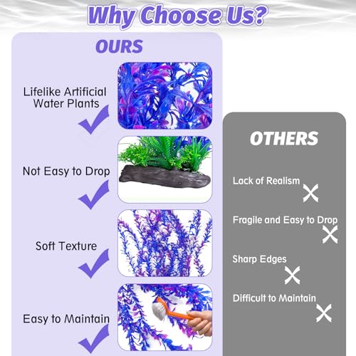 Aquarium Plastic Plants Aquarium Decor Artificial Fish Tank Plants (D / 20.4 in)
