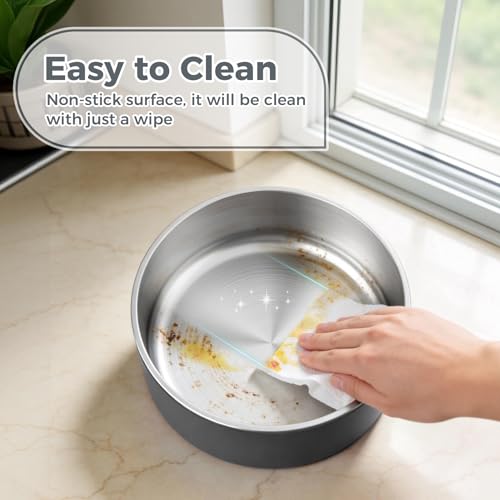 Dog Bowl Stainless Steel Food and Water Bowl (64 oz / Deep Grey)
