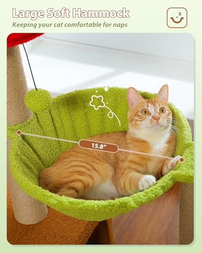 35" Flower Cat Tree for Kittens with Hammock & Sisal Posts (35" Upgraded Flower Cat Tree / Forest Brown)