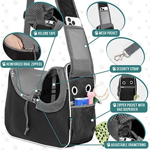 Dog Sling Carrier for Small Dog (Black)