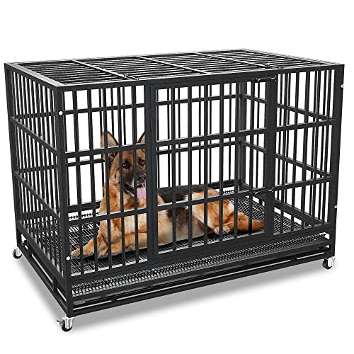 48 Inch Heavy Duty Dog Crate for Large Dogs (Black)