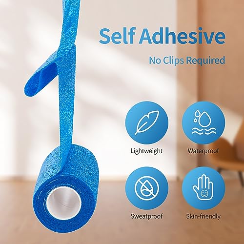 Adhesive Bandage Wrap 12 Pack Vet Wrap 4 inches x 5 Yards (Blue)