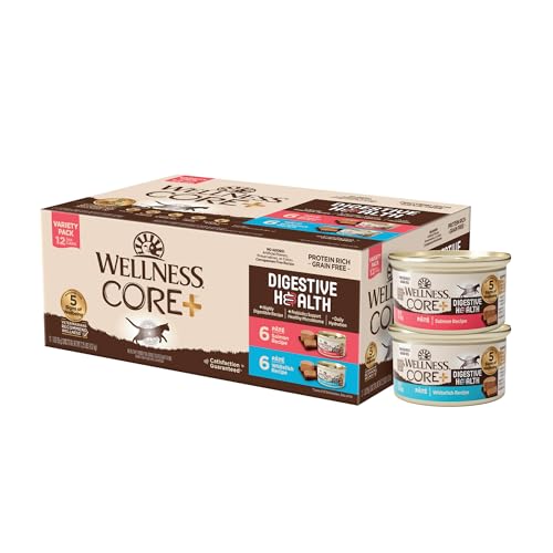 CORE+ Digestive Health Pate Variety Pack Adult Canned Wet Cat Food (3 Ounce (Pack of 12))