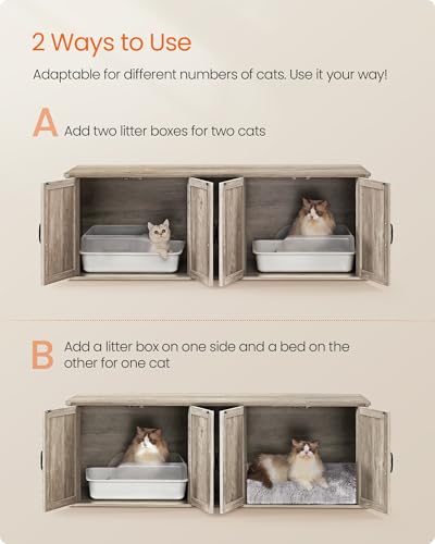 Double Cat Litter Box Enclosure (Heather Griege / XXL (59"L x 19"W x 19.5"H))