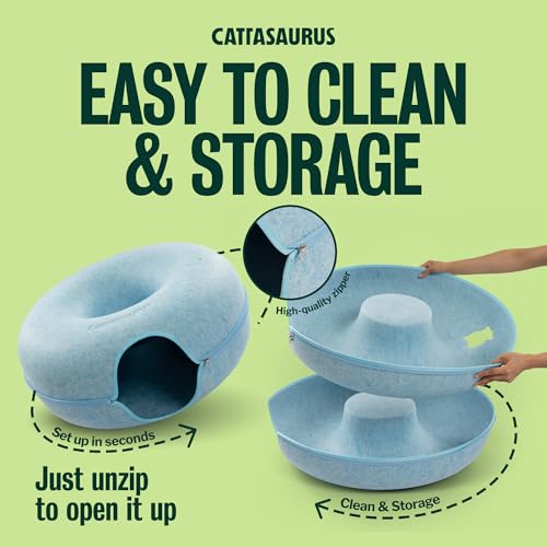 Peekaboo Cat Cave Donut for Multiple & Large Cats up to 30 (Blue / Jumbo)