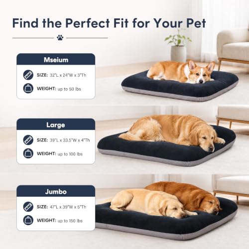 Orthopedic Extra Large Dog Bed 47 Inch (47.0"L x 39.0"W x 5.0"Th / Dark Grey)