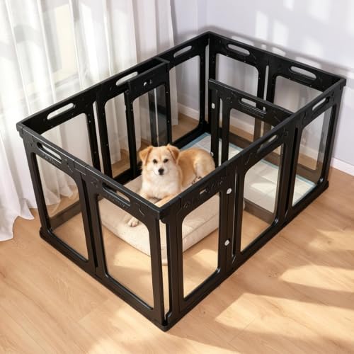 Clear Acrylic Dog Playpen Indoor (Black / 30" Height)