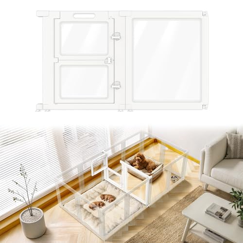 Add On Whelping Gate & Panel for AuraSpace Acrylic Indoor Dog Playpen (White / 24"H)