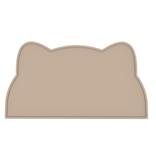 Cat Food Mat Silicone Non Slip Dog Bowl Mat Waterproof Cat Feeding Mat Stop Food Spills and Water Messes Out to Floor Pet Food Mat (Warm Taupe / 24'' x 14'')