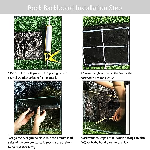 4pcs Rock Terrarium Background (grey-11.8"*8.8"（4pcs）)