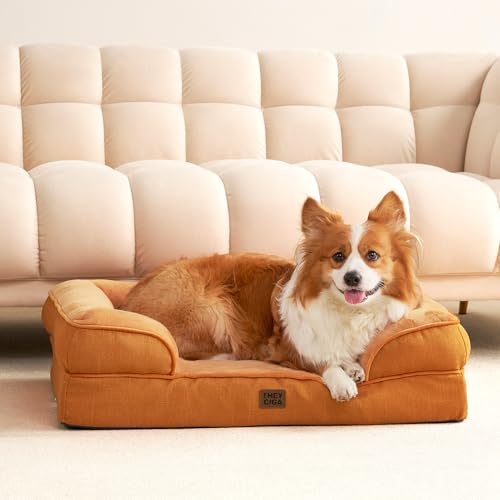 Orthopedic Dog Beds Large Sized Dog (Pumpkin Orange / 41.0"l X 27.0"w X 6.5"th)