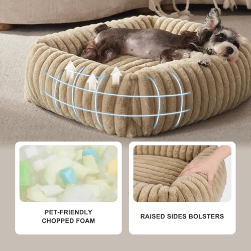 Dog Bed for Small Medium Dog (Beige / M (25"x21"x7"))