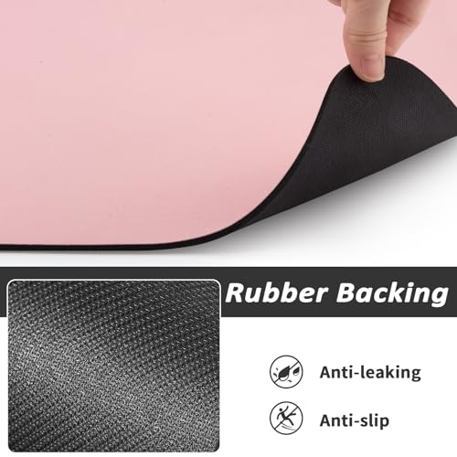 Dog Food Mat Absorbent Cat Mat for Food and Water (Pink / 24"L x 16"W)
