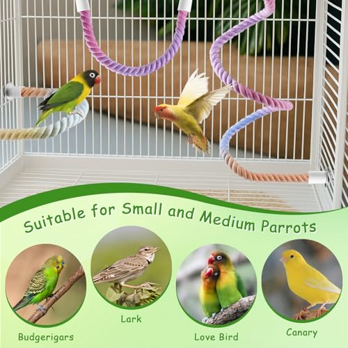 3 Pcs Bird Rope Perches Gradient Color (Colorful / 2 Short + 1 Long)