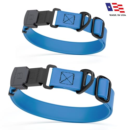 Biothane Waterproof Dog Collar with Herm Sprenger Black Stainless Steel Quick Release Buckle (W 3/4" x L 12"-19" / Cerulean Blue)