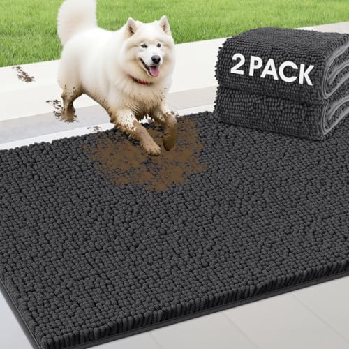 2 Pieces Set Muddy Door Mats for Dogs (Dark Grey / 36" x 24"(2 pieces))