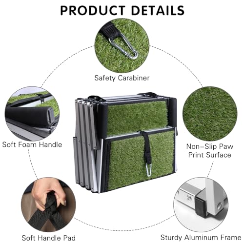 Folding Dog Stairs for Car (Green / 16.9In-4 Steps)