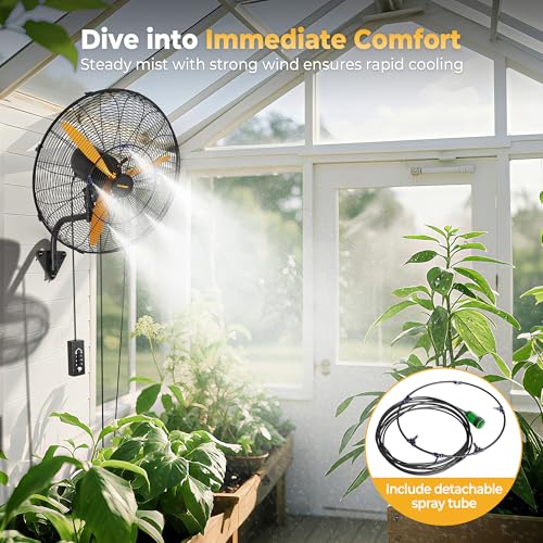 24 Inch Wall Mount Fan Oscillating Misting with 600D Oxford Cover