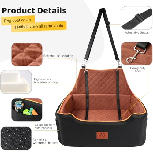 Dog Car Seat for Large (Black/Brown)