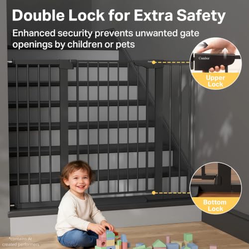 36 in Extra Tall Baby Gate for Stairs (Black / 29.7-51.5"W x 36"H)