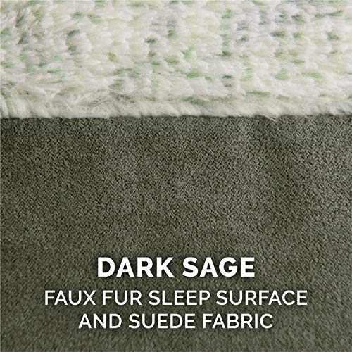 Cooling Gel Dog Bed for Large (Large / (Two-Tone Faux Fur & Suede) Dark Sage)