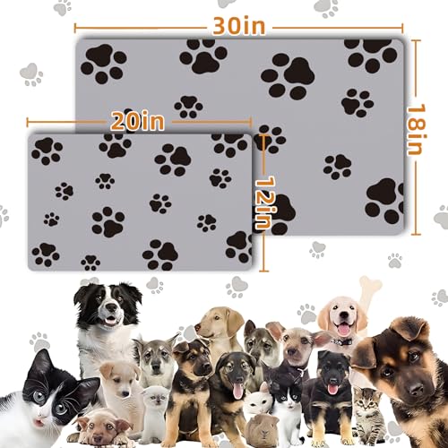 Pet Feeding Mat Dog Cat Food Mat for Floors Waterproof Food and Water Bowl Mats for Indoor Absorbent Non (Light Gray-JY / 12"×20")