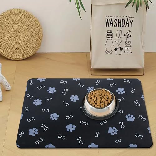 Pet Cat Dog Food Mat Non Slip Mat for Dog Water Bowl Mat Quick Dry Absorbent Cat Feeding Mat